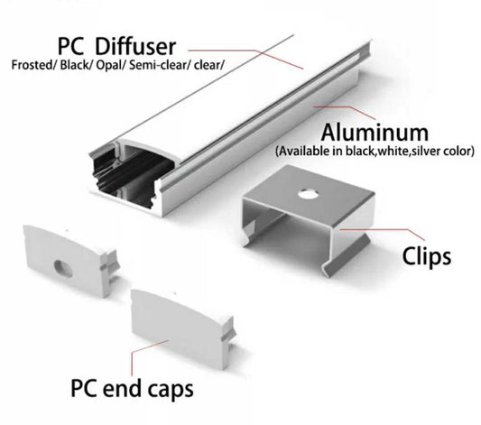 Pro Aluminium Profile 002 17x8mm 2 Meters Length